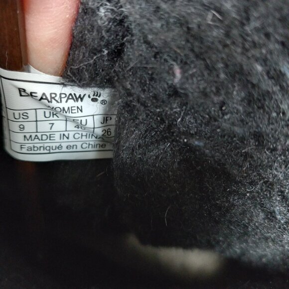 Black Suede BEARPAW Lined Snow Winter Boots Size 9 - Picture 11 of 13
